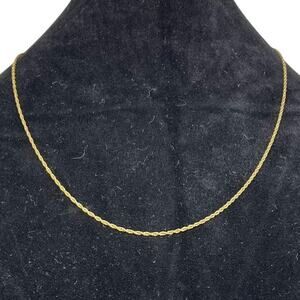 Delicate Gold Tone Chain Necklace Simple Minimalist Rope Twist Long 24 inch